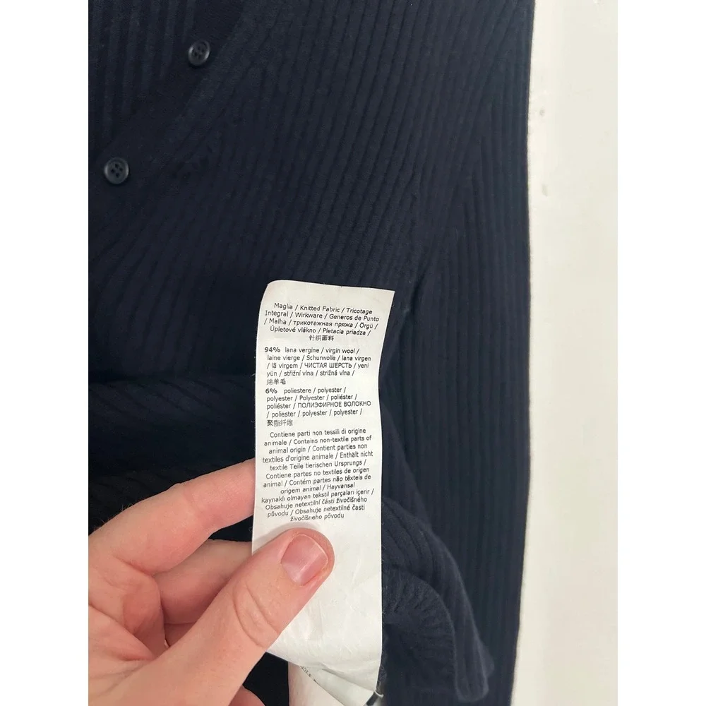 'S Max‎ Mara Black Ribbed V Neck Button Up Long Sleeve Sweater Top L - Picture 11 of 14